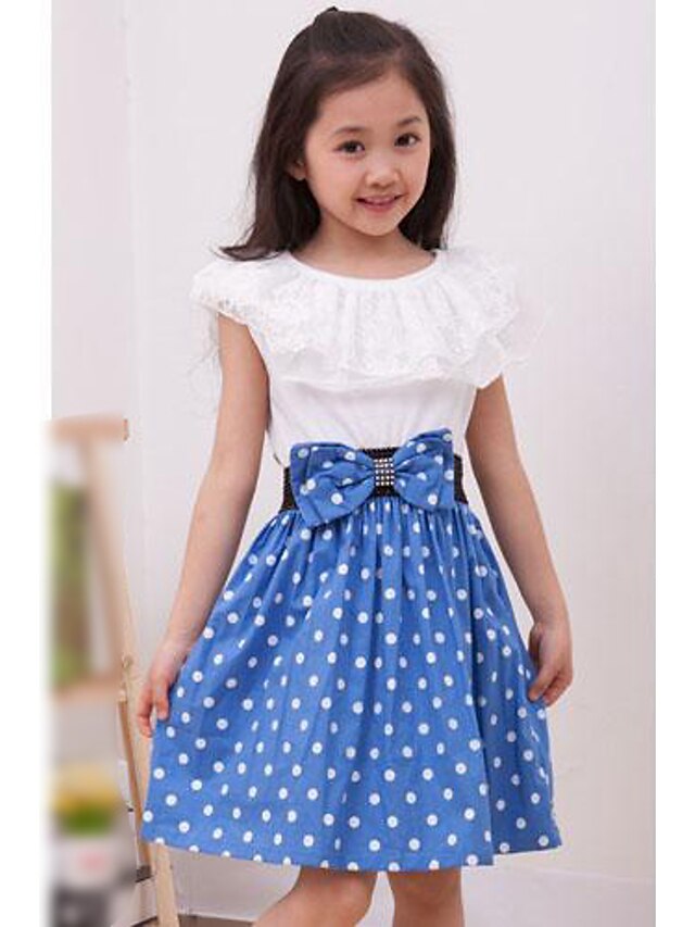  Girls' Polka Dot Short Sleeve Dress