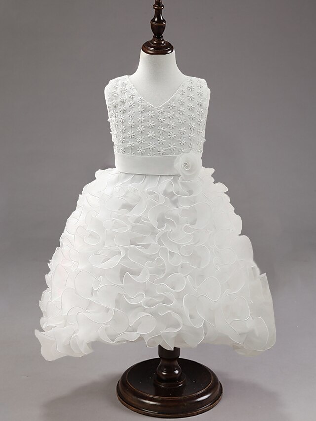  Dziewczyny ' Bez rękawów Solidne kolory Grafika drukowana 3D Sukienki Łuk Poliester Sukienka Lato Wyjściowe