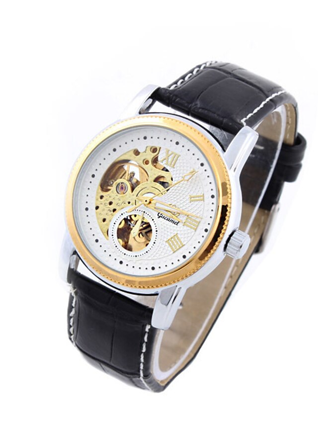  Men's Sport Watch Fashion Watch Dress Watch Automatic self-winding Genuine Leather Multi-Colored 30 m Calendar / date / day Large Dial Analog Casual Vintage - White Black