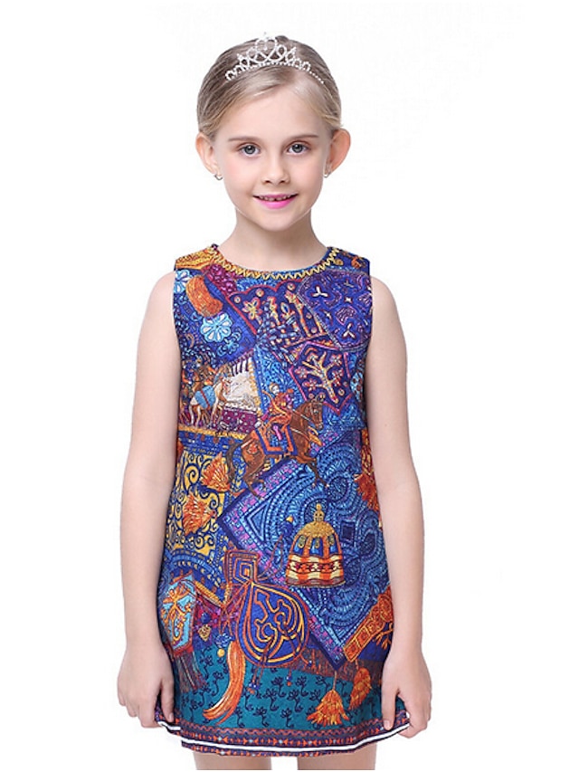  Girls' Sleeveless Print 3D Printed Graphic Dresses Floral Cotton Polyester Dress All Seasons Casual Daily