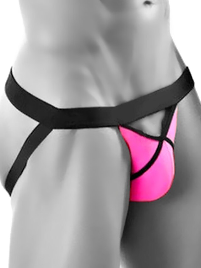  Men's G-string Underwear Underwear Hole Color Block Nylon Low Waist Erotic M L XL