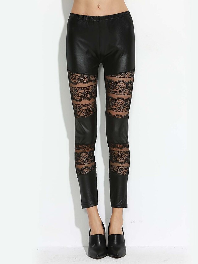  Lace and Leather Women's Leggings