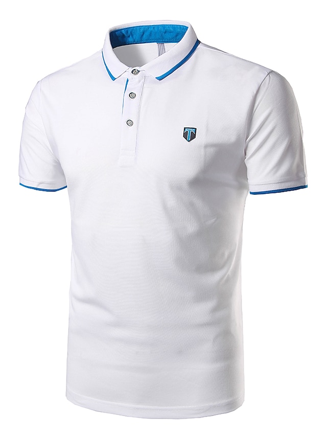 Men's Golf Shirt Solid Colored Collar Shirt Collar White Gray Navy Blue Light Blue Short Sleeve Daily Sports Tops Cotton / Summer / Summer