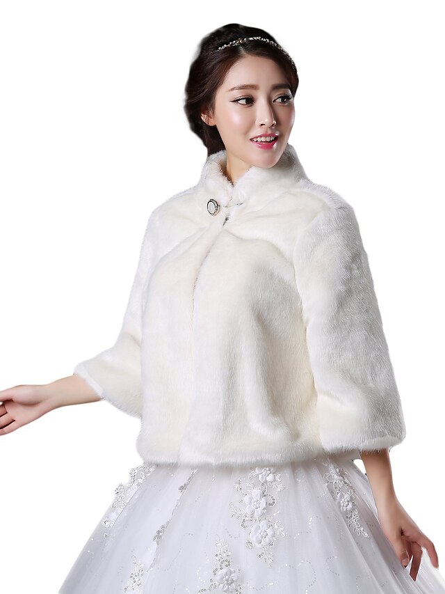  Long Sleeve Faux Fur Wedding / Party Evening Wedding  Wraps / Fur Wraps / Fur Coats With Button Coats / Jackets