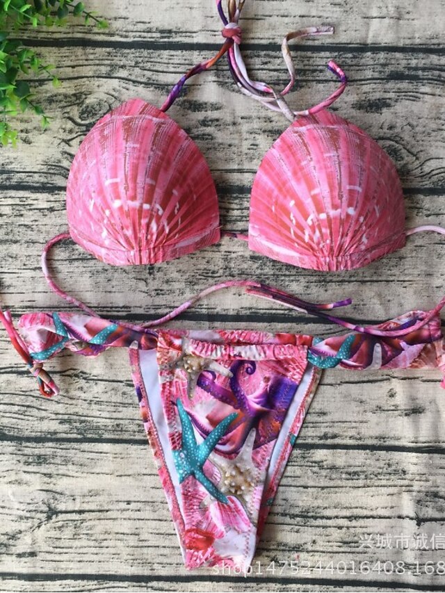  Women's Floral Halter Neck Blushing Pink Bikini Swimwear Swimsuit - Floral S M L Blushing Pink