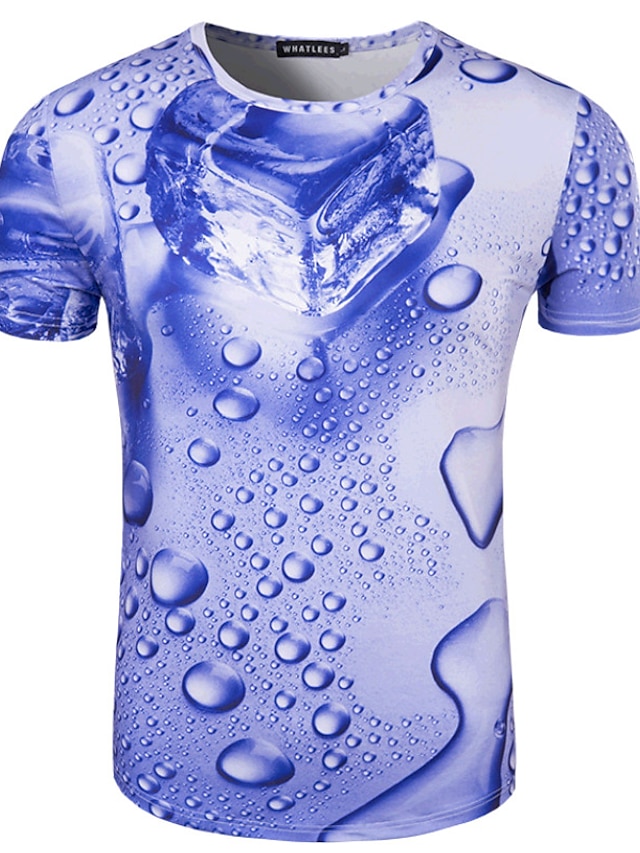  Hombre Camiseta Escote Redondo Azul Piscina Manga Corta Diario Deportes Estampado Tops Básico / Verano / Verano