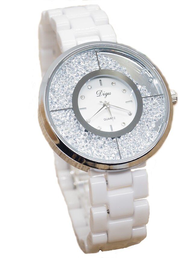  Γυναικεία Μοδάτο Ρολόι Προσομοίωσης Ρόμβος Ρολόι Diamond Watch Χαλαζίας κυρίες απομίμηση διαμαντιών Αναλογικό Χρυσό Τριανταφυλλί Λευκό / Κεραμικό