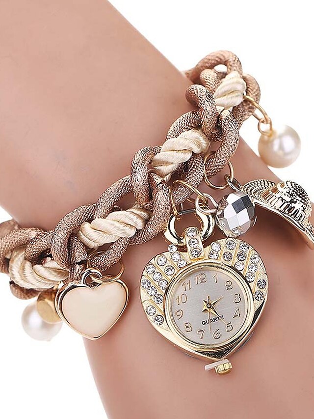  Women's Wrist Watch Brown Cool Imitation Diamond Analog Ladies Charm Heart shape Casual Bohemian - Screen Color / Stainless Steel