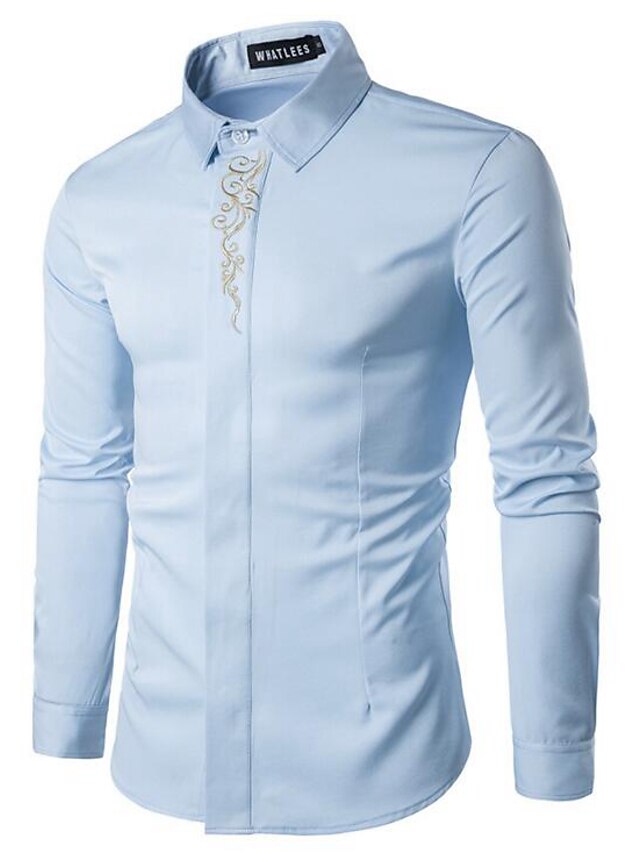  Herrenhemd Hemd einfarbig Stehkragen weiß schwarz grau wein marineblau langarm alltagsdruck tops / sommer / frühling / sommer