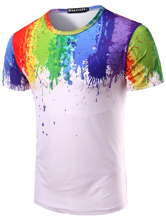  Hombre Arco iris Estampado Camiseta Diario Escote Redondo Arco Iris / Manga Corta / Verano