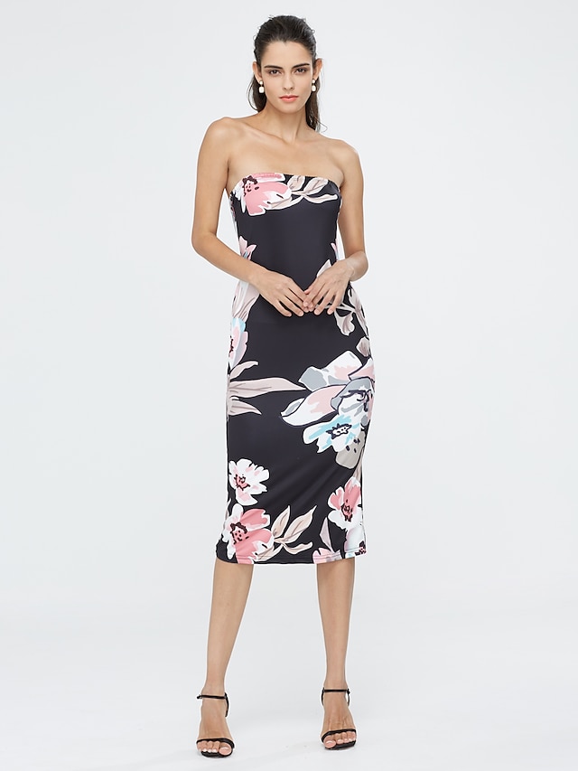  Women's Bodycon Dress - Floral Backless Strapless / Summer