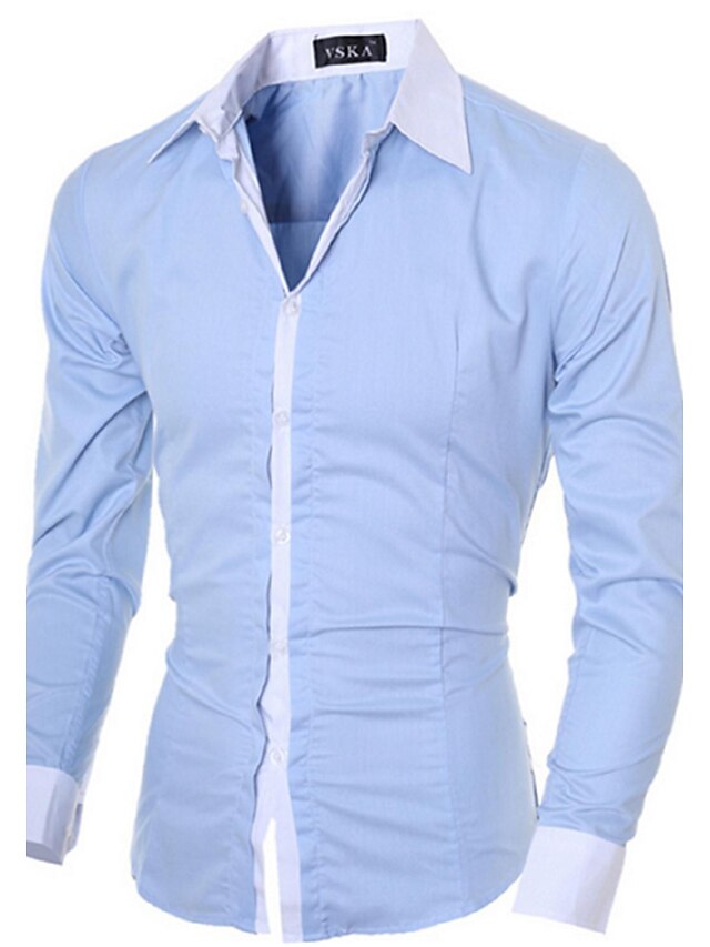  Men's Solid Colored Shirt Business Casual Daily Work Classic Collar White / Black / Blue / Blushing Pink / Gray / Long Sleeve