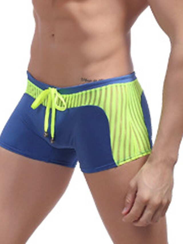  Voor heren Zwemkleding Slips, shorts en broeken Zwempak Lapwerk Kleurenblok Klaver Wit Zwart blauw Paars Badpakken Kleurenblok Inrijgen / Super Sexy