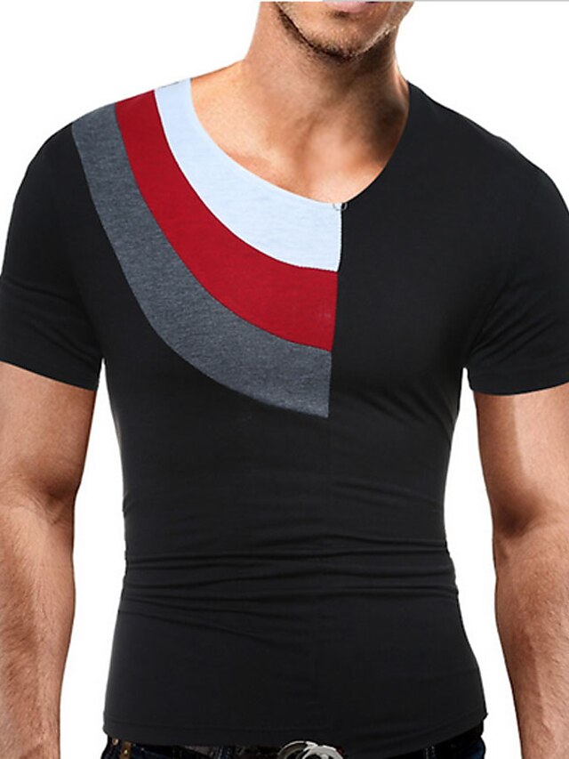  Herrn Einfarbig Sport Baumwolle T-shirt, Rundhalsausschnitt Druck Weiß / Kurzarm
