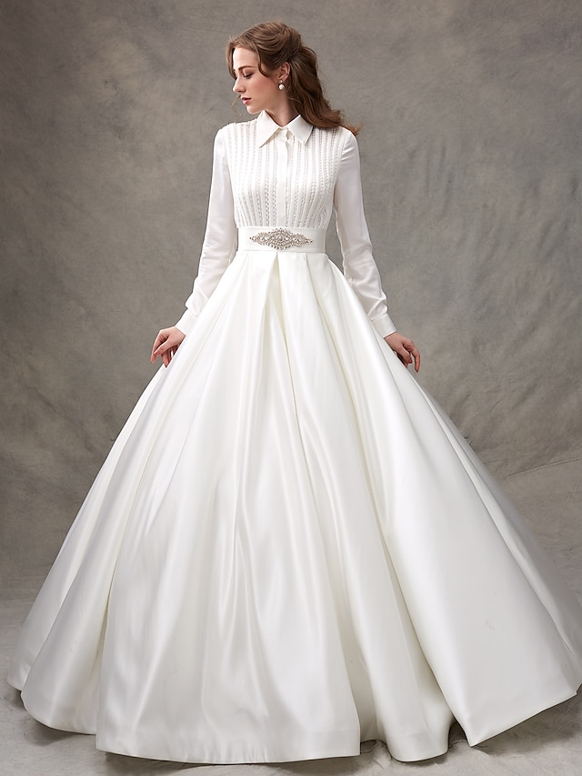 Church Ball Gown Wedding Dresses Sweep / Brush Train Simple Formal Long ...
