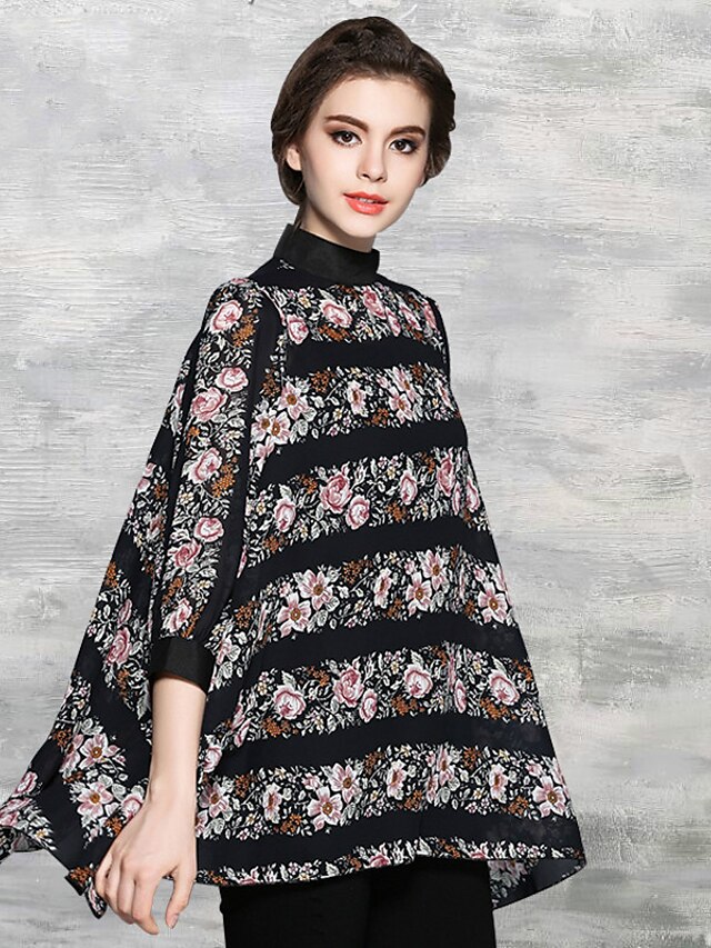  Pentru femei Imprimeu Bluză Chinoiserie Zilnic Muncă Stil Nautic Negru