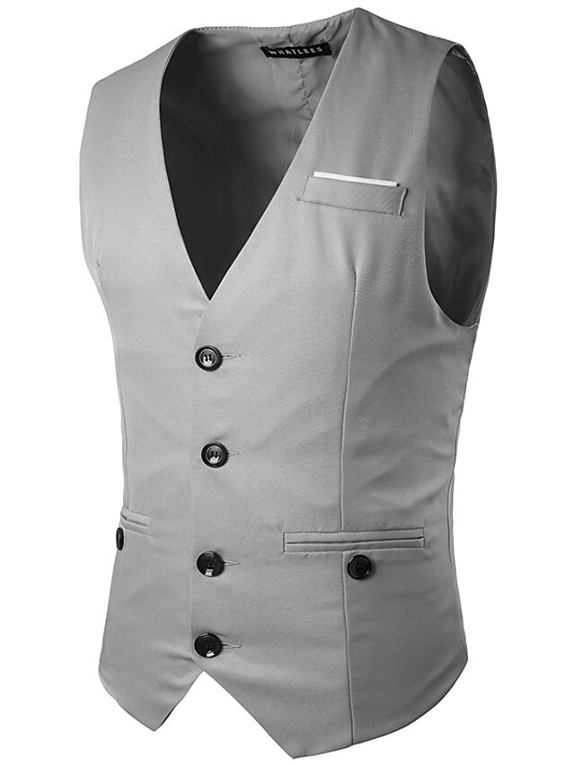  Party Evening Engagement Cotton Blend Slim Fit Suit Vest with Splicing Pocket