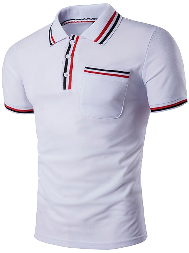  Voor heren POLO Shirt Golfshirt Tennisshirt Gestreept Effen Kraag Overhemdkraag Wit Zwart Lichtgrijs Marineblauw Korte mouw Dagelijks Slank Tops Basic Streetwear / Zomer / Zomer