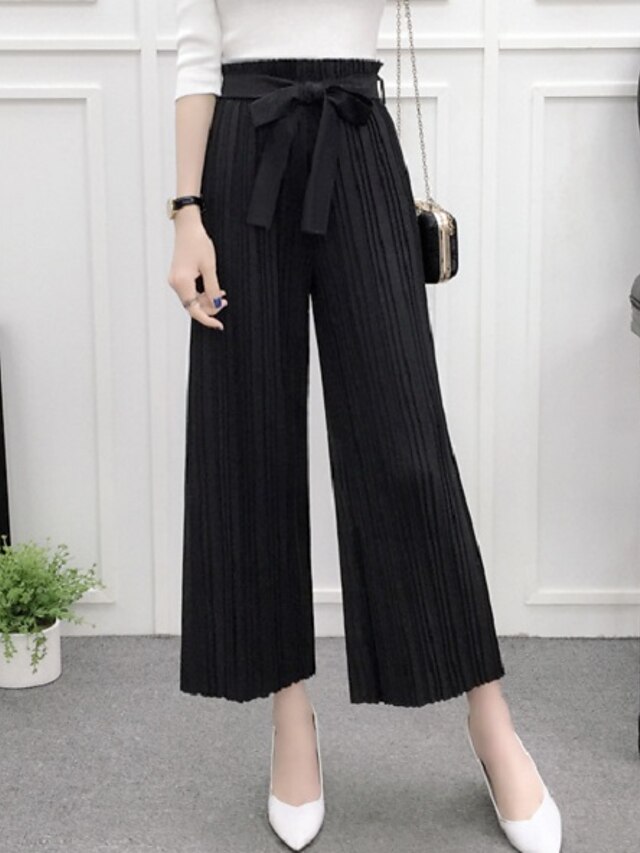  Dámské Elegantní & moderní Kalhoty chinos Kalhoty Široké nohavice High Rise Jednobarevné