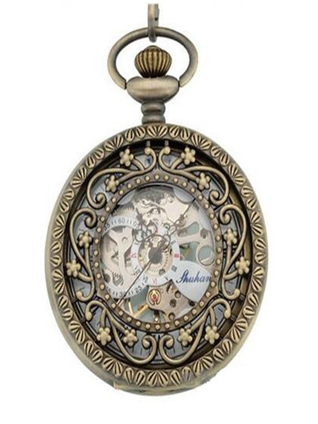  Men's Skeleton Watch Pocket Watch Mechanical Watch Automatic self-winding Silver Analog Silver