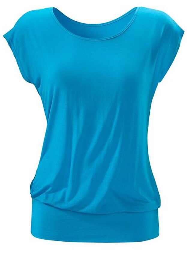  Women's Daily Casual T-shirt,Solid Round Neck Short Sleeves Cotton