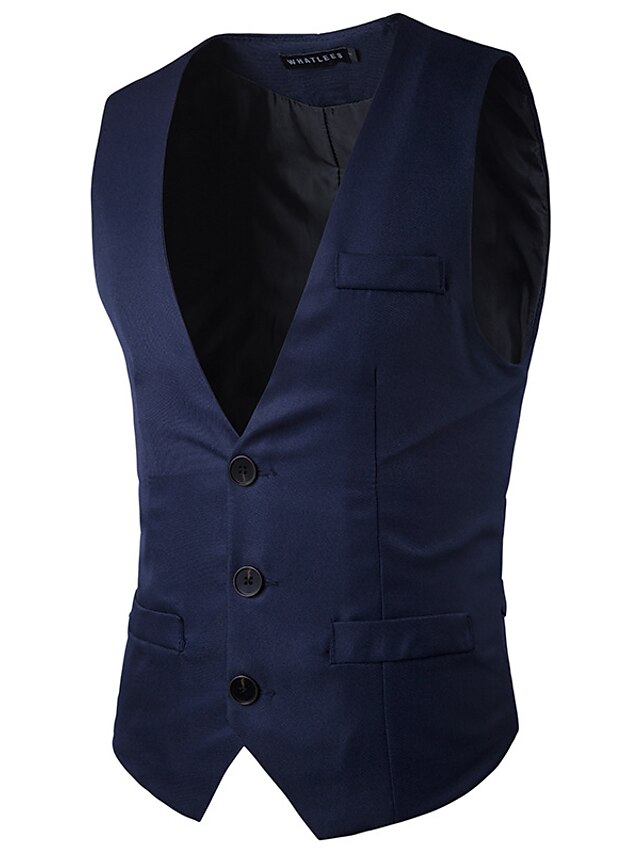  Festa de noivado algodão blend slim fit suit vest with pocket