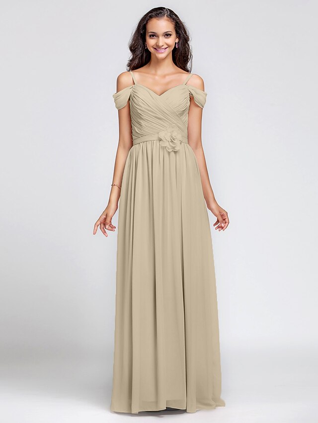 Alondra Spaghetti Straps Chiffon Sheath/Column Natural Waist Sleeveless Bridesmaid Dresses main image 1