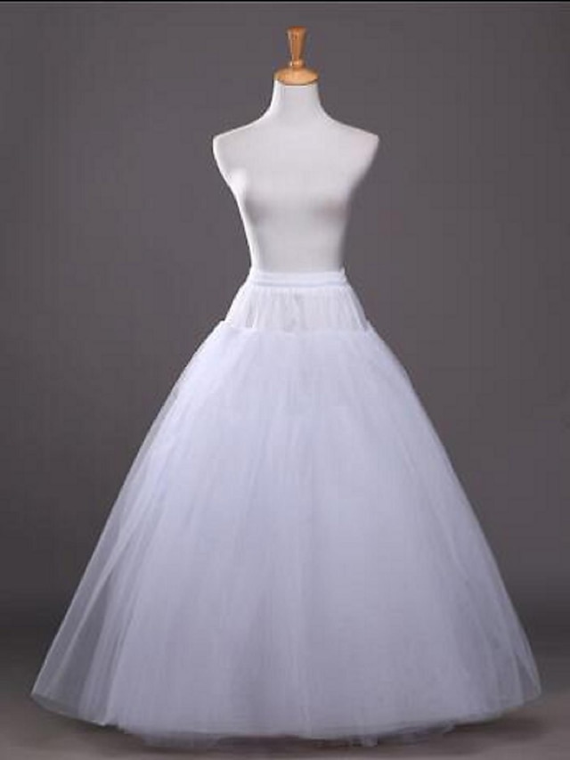  Wedding / Party / Evening Slips Tulle / Cotton / Polyester Floor-length / Tea-Length Glossy / A-Line Slip / Ball Gown Slip with White Bow