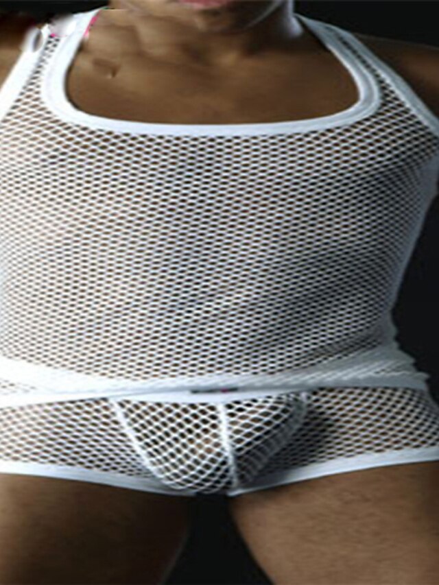  Herrn Super Sexy Unterhemd Solide Ausgeschnitten / Gitter