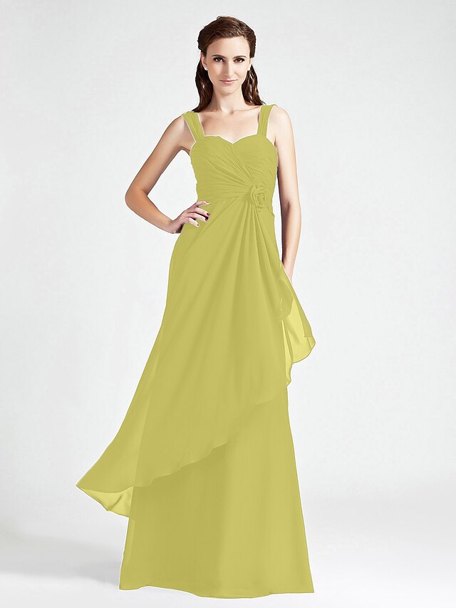 A-line Chiffon Bridesmaid Dress Floor Length Prom Evening Gown BD004