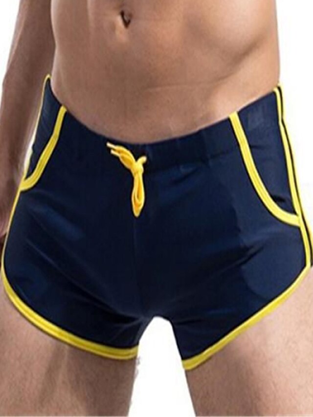  Heren Geel Rood Lichtblauw Zwembroek Slips, shorts en broeken Zwemkleding - Effen L XL XXL Geel / 1 Stuk