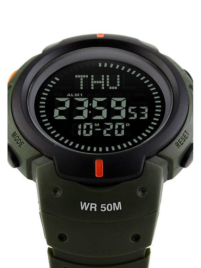  SKMEI Men's Sport Watch Military Watch Wrist Watch Digital Fashion Water Resistant / Waterproof Alarm Calendar / date / day Digital Black Green / Two Years / Silicone / Japanese