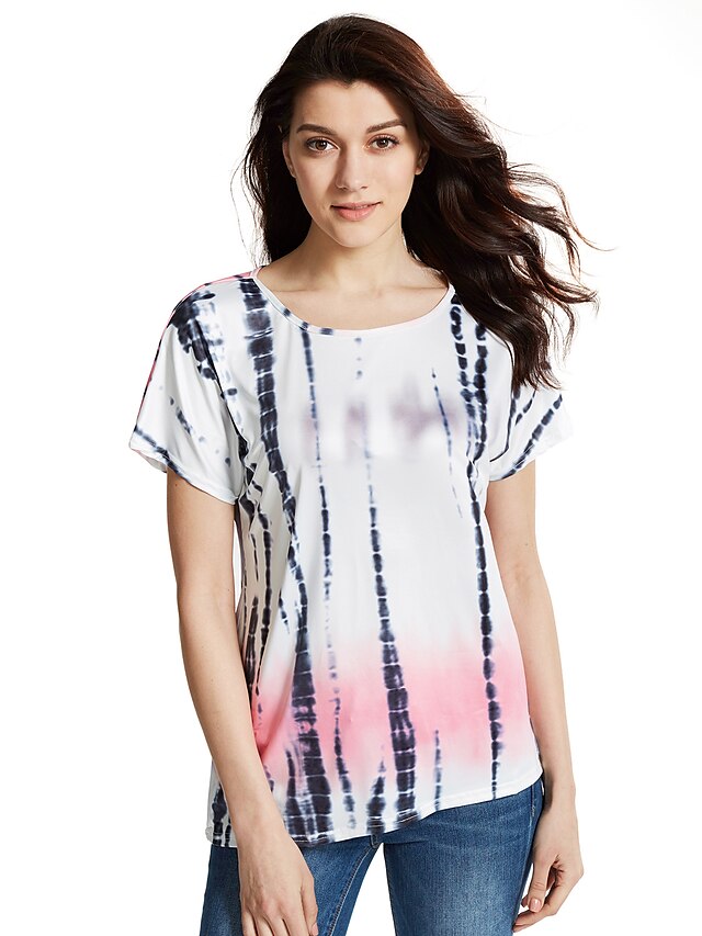  Γυναικείο T-shirt Καθημερινά Απλός Στάμπα,Κοντομάνικο Στρογγυλή Λαιμόκοψη Καλοκαίρι Φθινόπωρο Λεπτό Πολυεστέρας