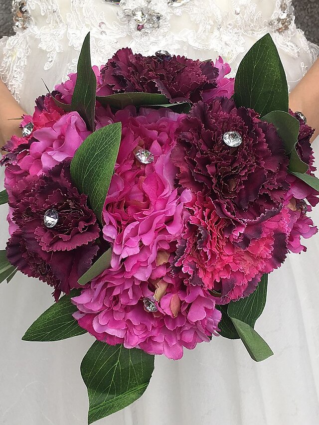  Wedding Flowers Bouquets Wedding Rhinestone / Paper / Satin 9.84