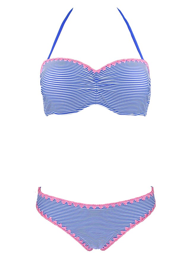  Mujer Sólido / Con Lazo Halter Azul Piscina Bikini Bañadores - Un Color S M L