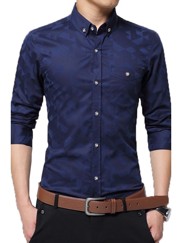  男性用 ワーク シャツ パッチワーク / ジャカード コットン / お客様の通常サイズよりワンサイズ上のものを選択して下さい. / 長袖
