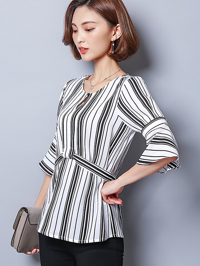  Women's T-shirt - Striped White L / Fine Stripe