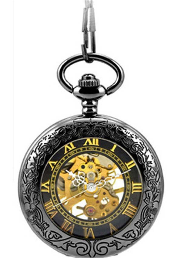  Heren Skeleton horloge Zakhorloge mechanische horloges Automatisch opwindmechanisme Zwart Vrijetijdshorloge Analoog Elegant Steampunk - Goud