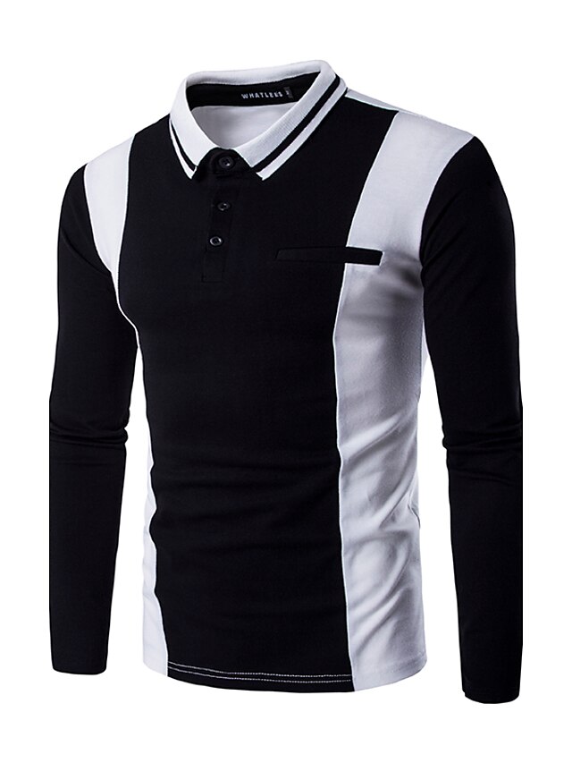  Men's Street chic Polo - Color Block Shirt Collar