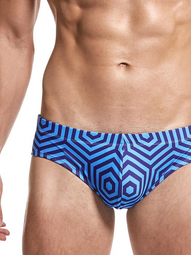  תלתן L XL XXL גאומטרי, בגדי ים חלקים תחתונים תחתונים תלתן ורוד מסמיק כחול ים פרחוני גאומטרי בסיסי בגדי ריקוד גברים / סקסית / סקיני