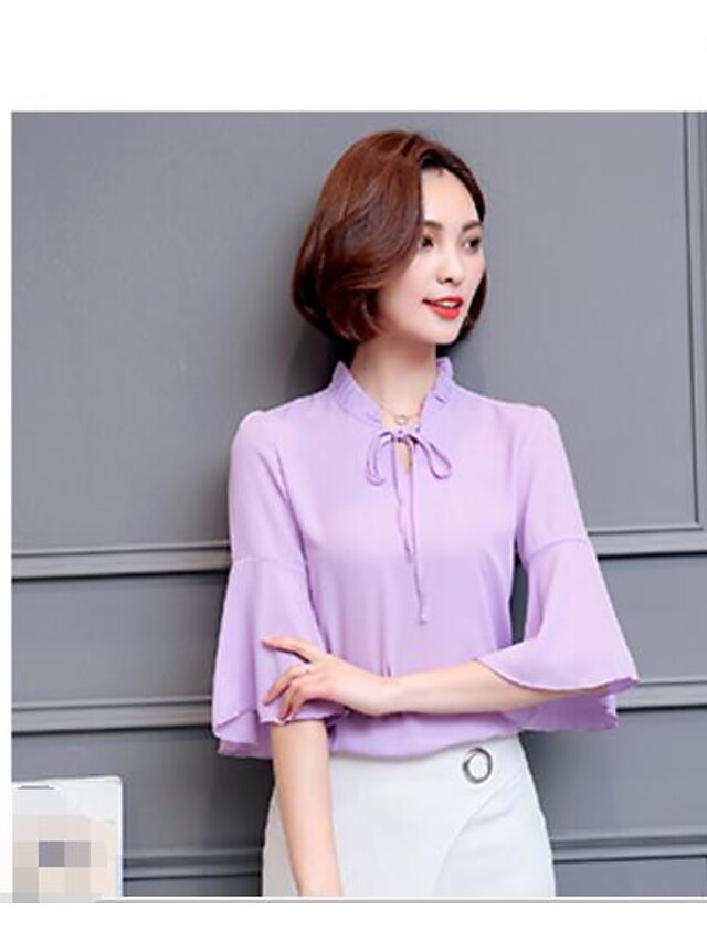 Women's Flare Sleeve Daily Casual Spring Shirt