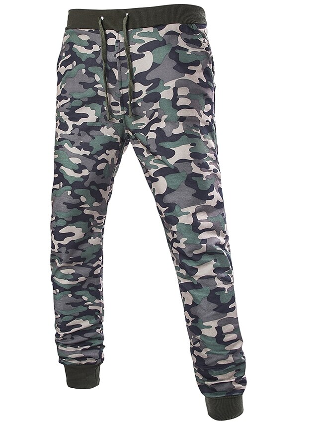  Men's Active / Basic / Military Sports Holiday Going out Harem / Slim / Sweatpants Pants - Camo / Camouflage Spring Summer Fall Army Green L XL XXL