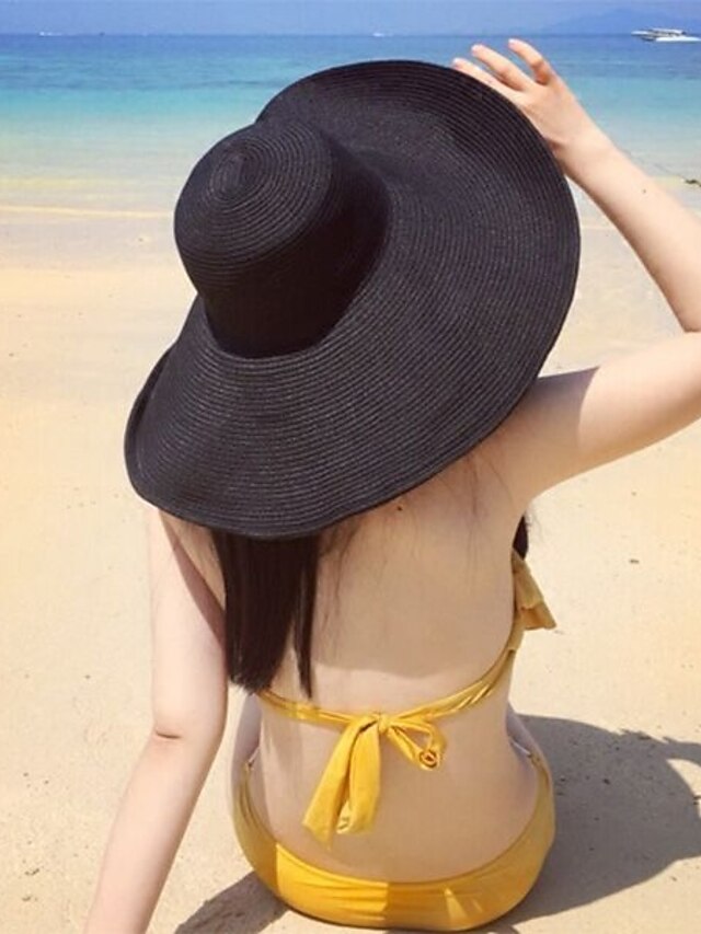  Γυναικεία Μονόχρωμο Γιορτή Λινό Καπέλο ηλίου / Καλοκαίρι