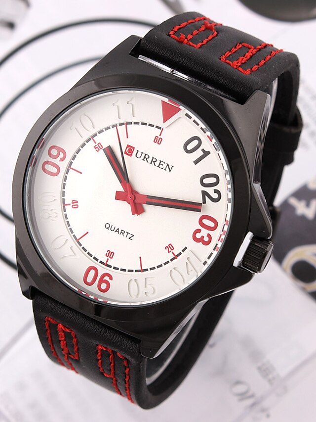  Men's Dress Watch Wrist Watch Quartz Genuine Leather Multi-Colored 30 m Analog Black / White Black Silver / Black