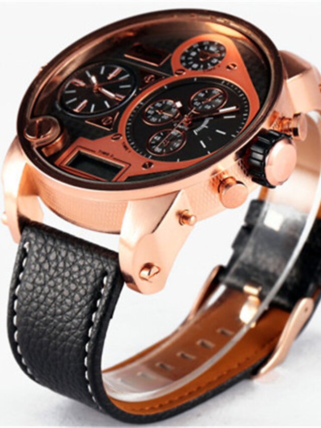  Women's Wrist Watch Quartz Charm Large Dial Analog White Black / Leather