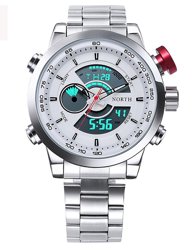  Pánské Sportovní hodinky Vojenské hodinky Náramkové hodinky japonština Křemenný Digitální Japonské Quartz Pravá kůže Materiál řemínku Černá / Stříbro / Červená 30 m Voděodolné kreativita LED Analog