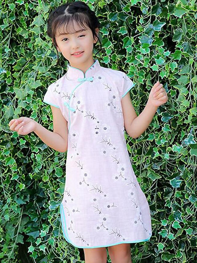  Девушки ' С короткими рукавами Цветочный принт 3D печатная графика Платья С цветами Хлопок Платье Лето