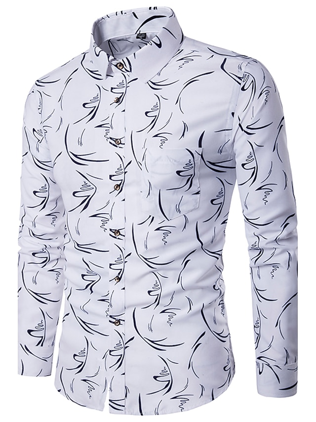  Pánské Geometrický Denní Na běžné nošení Košile Celý rok Bavlna Polyester Košilový límec Dlouhý rukáv