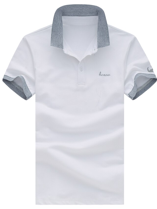  Homme POLO T Shirt golf Lettre Couleur Pleine Col Col de Chemise Blanche Noir Gris Rose Claire Bleu Marine Manches Courtes Grande Taille du quotidien Brodée Hauts Coton / Eté / Eté