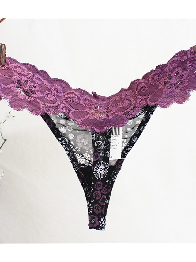  Women's Lace Jacquard G-strings & Thongs Panties G-string Underwear,Polyester Nylon